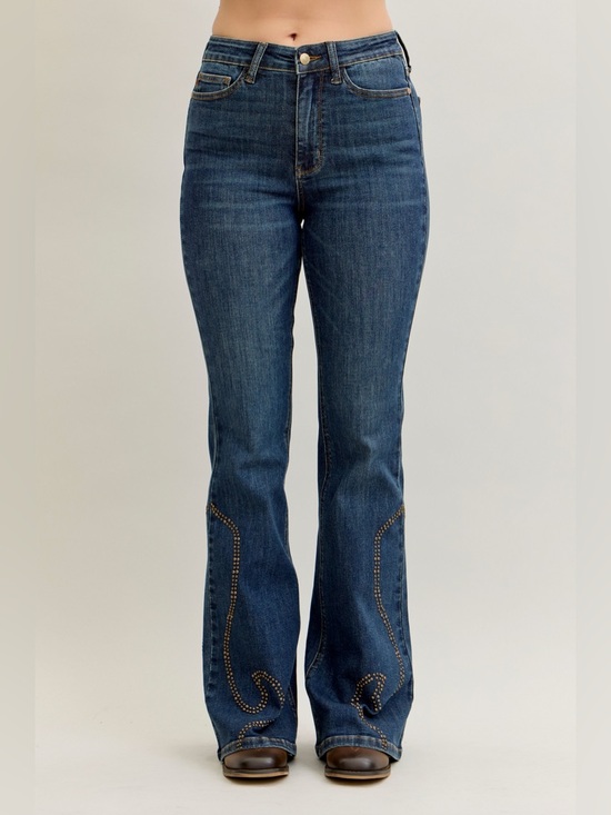 Denim - Judy Blue High Rise Studded‎ Flare Jean size 7